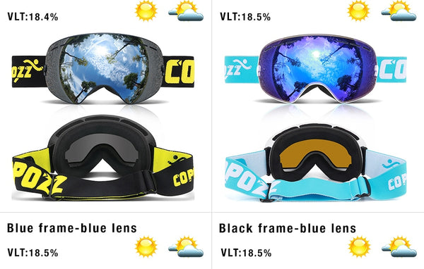 Anti-fog Ski Goggles - UV400 Men Women Snowboard Skiing Protection Sunglasses