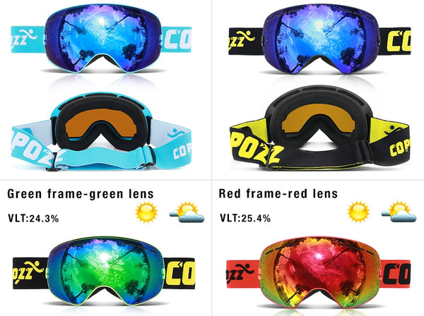 Anti-fog Ski Goggles - UV400 Men Women Snowboard Skiing Protection Sunglasses