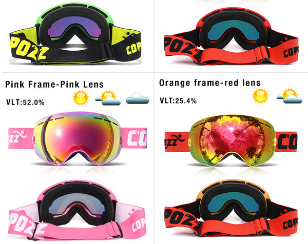 Anti-fog Ski Goggles - UV400 Men Women Snowboard Skiing Protection Sunglasses