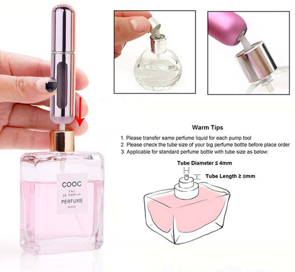 Portable Aluminium Spray Atomizer - Refillable Mini Perfume Spray Bottle