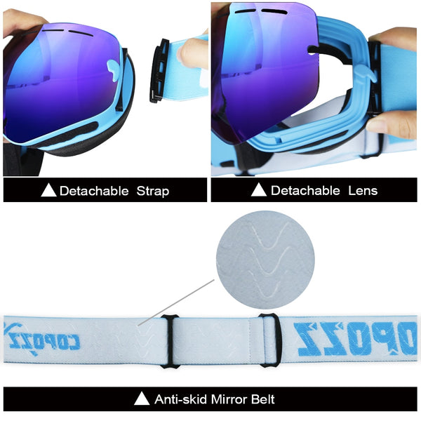 Anti-fog Ski Goggles - UV400 Men Women Snowboard Skiing Protection Sunglasses